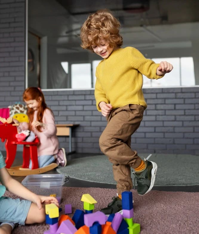 Child playing with blocks